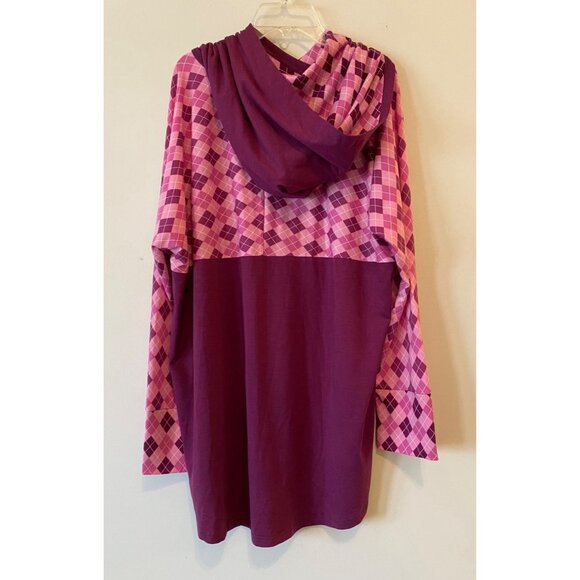 LuLaRoe Hooded Long-Sleeve Top Argyle Pattern & Solid Panels 2XL - Picture 2 of 10